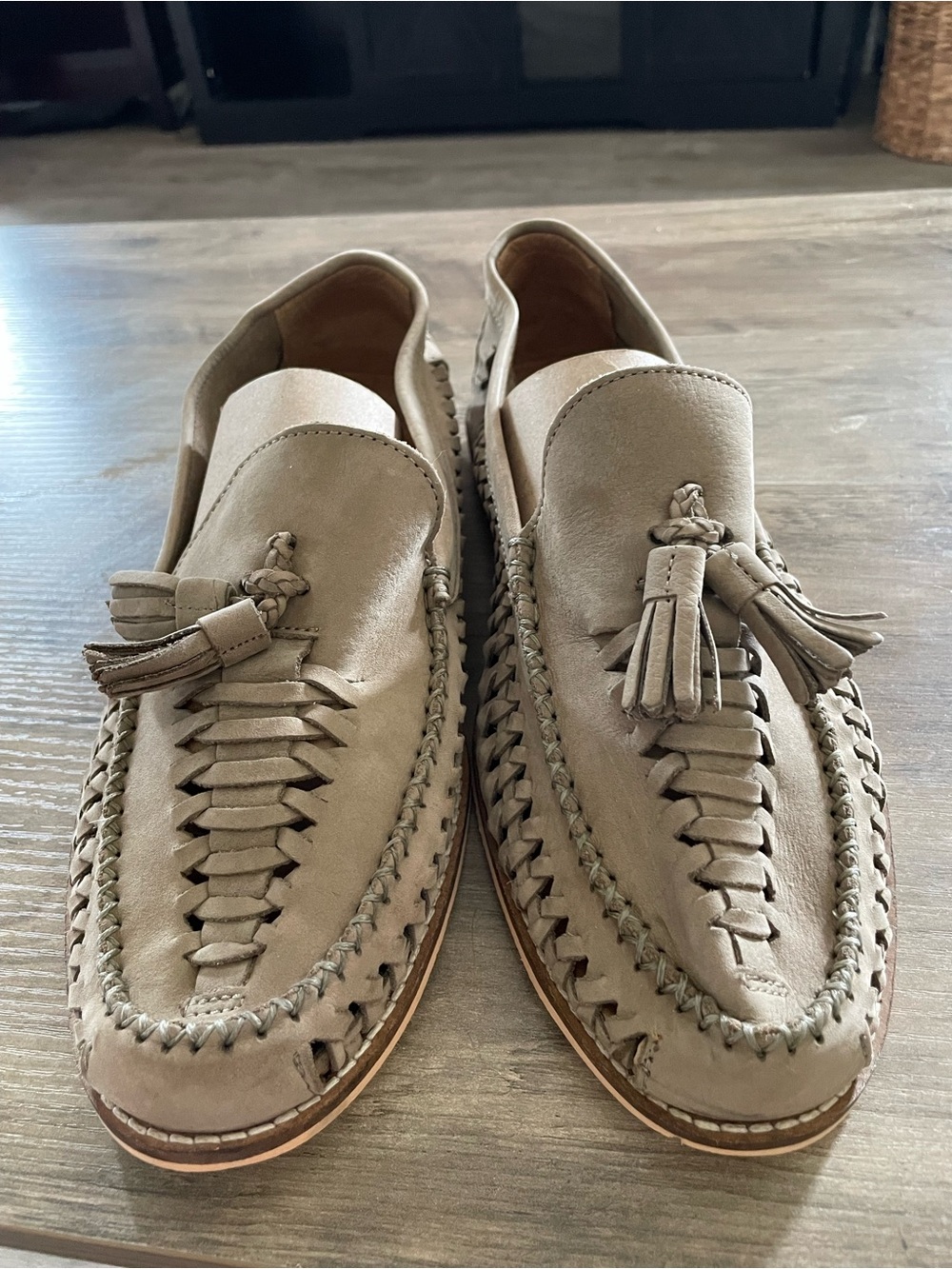 Topman Gray Mantis Woven Suede upper slip on loafers tassel accent Men’s 43